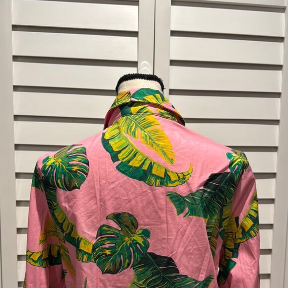 SHEIN NWOT Tropical colorful Leaf Printed Button Down Shirt in 100% Cotton - Picture 7 of 12